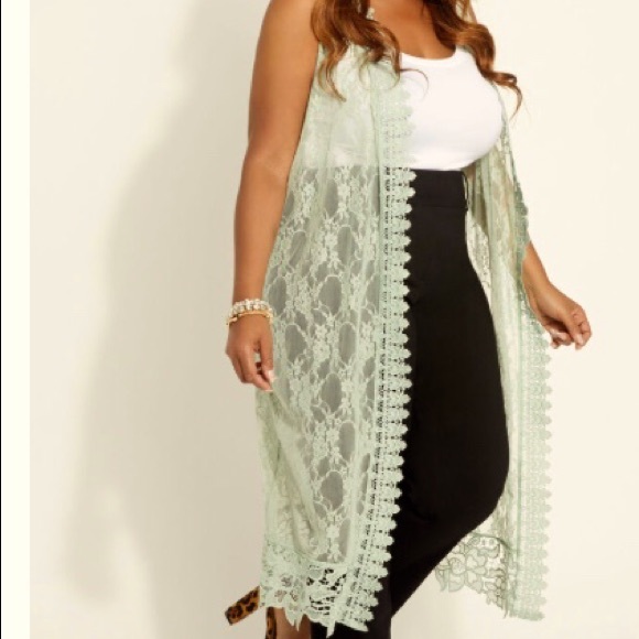 plus size lace duster vest